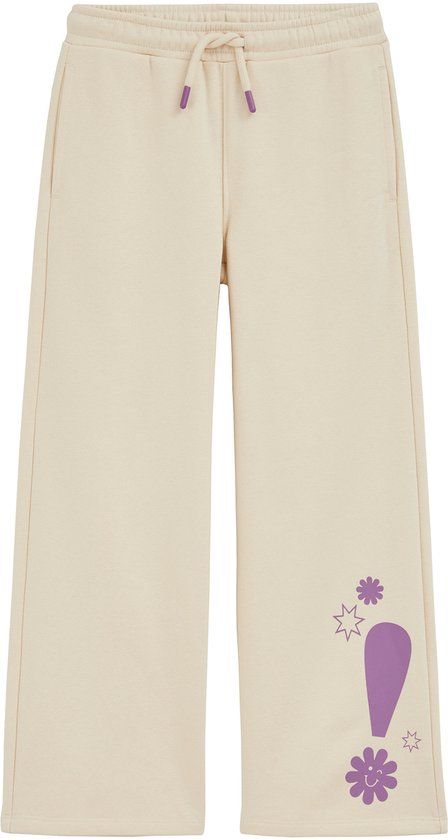 WE Fashion Meisjes Straight Fit Joggingbroek Katoen/Polyester Beige Gebloemd Maat 122