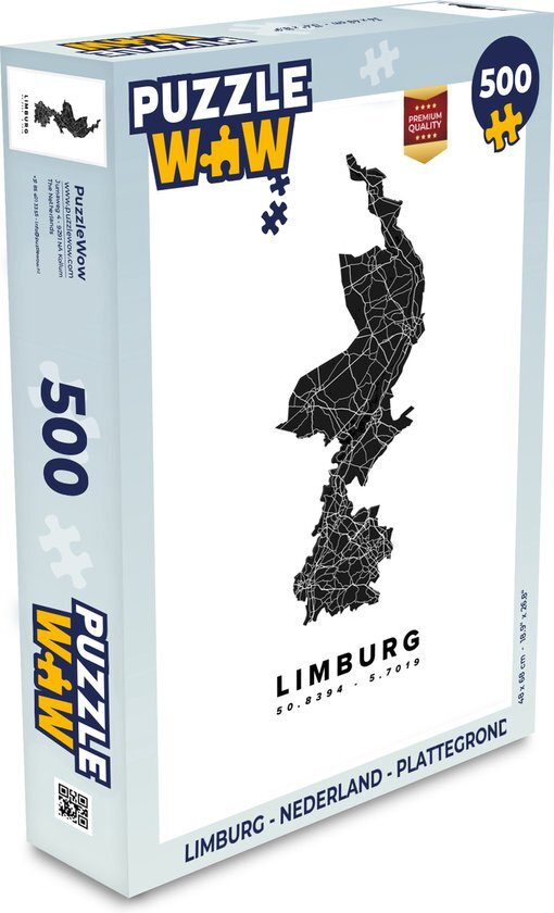 MuchoWow Puzzel Limburg - Nederland - Plattegrond - Legpuzzel - Puzzel 500 stukjes - Stadskaart - Sinterklaas cadeautjes - Sinterklaas voor grote kinderen