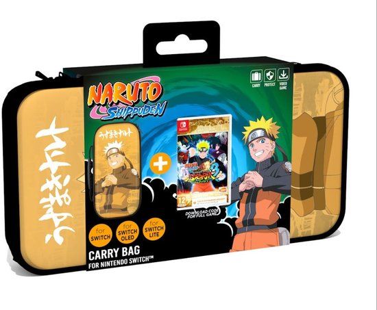 Konix Naruto draagbare gameconsole-behuizing Opbergdoosje voor op reis Nintendo Zwart, Oranje