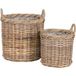 House Nordic Gili Panier de rangement en rotin kubu, avec poignées et intérieur en plastique, rond (x2)
