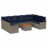 vidaXL Tuinbankenset 10 st Grijs poly rattan