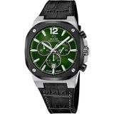 Jaguar J1026/5 Heren Polshorloge Chronograaf Zwart Leer Groen Saffierglas 10 ATM