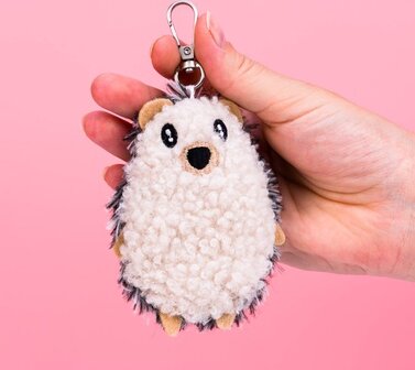 Bitten Knuffel Sleutelhanger - Egel - Unisex - Bruin/Wit