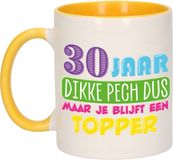 Bellatio Decorations Verjaardag cadeau mok 30 jaar - geel - dikke pech dus - 300 ml - keramiek