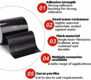 DIABETIC Impact Life Reparatietape, zwembadreparatietape, waterdichte plakband, zwarte afdichtstrip, 10 cm 1,5 m