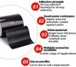 DIABETIC Impact Life Reparatietape, zwembadreparatietape, waterdichte plakband, zwarte afdichtstrip, 10 cm 1,5 m