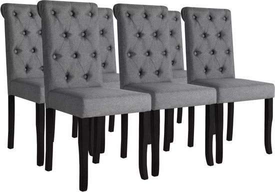 VidaXL Eetkamerstoelen 6 stuks stof donkergrijs