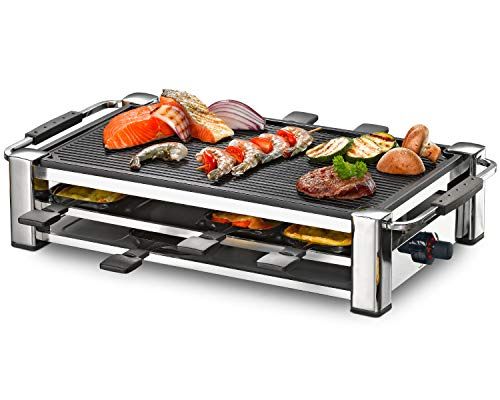 Rommelsbacher Rcc 1500 Raclette-Grill, Tafelgrill Voor 8 Personen, 1500 W, Chroom