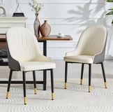 OKWISH Eetkamerstoel - Set Van 2 Kuipstoelen - Kunstleer - Donkergrijs Wit