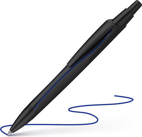 Schneider Reco balpen - Zwart - 20 stuks - Blauwe inkt - Medium punt