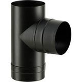 Poujoulat - Té tampon émaillé pour poêle à bois - Diamètre : 130 - Couleur : noir mat
