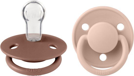 BiBS De Lux Pacifier - Woodchuck / Blush - 0-6 Months - 2 Pieces