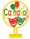 PartyXplosion Houten cirkel Ø 20 cm met tekst Carnaval rood-geel-groen