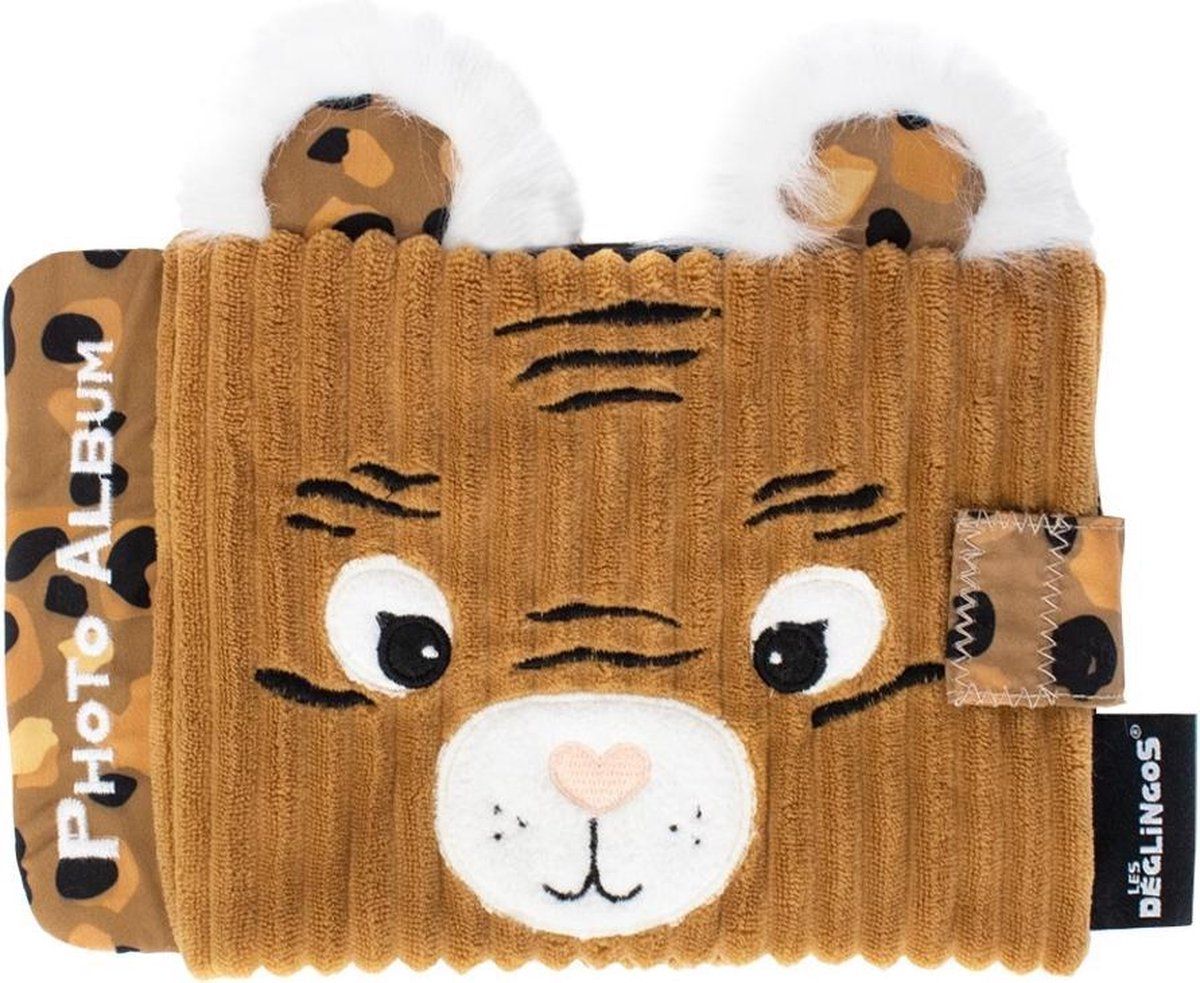 Les Deglingos Fotoalbum Tijger Junior 18 Cm Pluche Bruin/wit/zwart