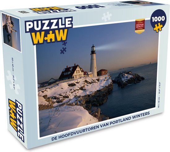 MuchoWow Puzzel De hoofdvuurtoren Van Portland winters - Legpuzzel - Puzzel 1000 stukjes volwassenen