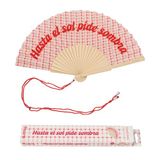 Fisura Originele waaier met opschrift "Bitte um Schaduw", moderne en kleurrijke houten waaiers, roze geruit, inclusief hanger, grappig cadeau-idee, 42,5 x 23 cm