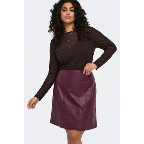 ONLY CARMAKOMA Plus Size Mini Denim Skirt - Dark Red