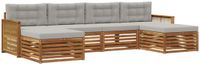 vidaXL - Bank loungeset - Massief Acacia Hout - Natuurlijk en lichtgrijs