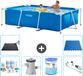 Intex Rechthoekig Frame Zwembad - 260 x 160 x 65 cm - Blauw - Inclusief Onderhoudspakket - Zwembadfilterpomp - Filter - Stofzuiger - Solar Mat - Vloertegels - 7-delig