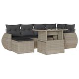 vidaXL 7-delige Loungeset met kussens, polyrattan, lichtgrijs
