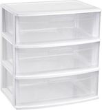 Plasticforte Ladeblokje organizer 3x lades - wit/transparant - L56 x B40 x H61 cm - kunststof