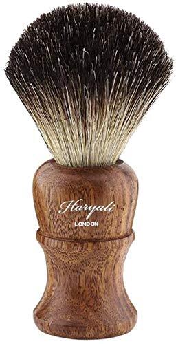 Haryali London Heren Scheerborstel met Pure Zwarte Badger Haar Borstelharen & Hout Handvat voor Baard & Snor Gezichtshaar Scheren Perfect Kerstcadeau