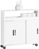 SoBuy Toiletkast - WC kastje - Badkamerkast - Toiletrolhouder - Staand - Wit - Hout - 20x71x70cm