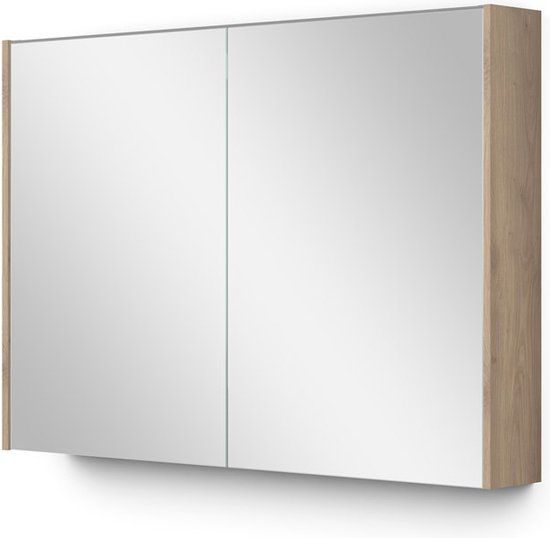 Maxaro Modulo Spiegelkast - 100x70cm - Lichtbruin Eiken - Met Verlichting