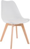 CLP Linares Eetkamerstoel - Design Keukenstoel - Scandinavisch Kuipstoel - Houten Poten Kunststof/wit