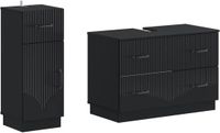 vidaXL - 2-delige - Badkamerkast - Set - HOORN - Zwart - Bewerkt - hout