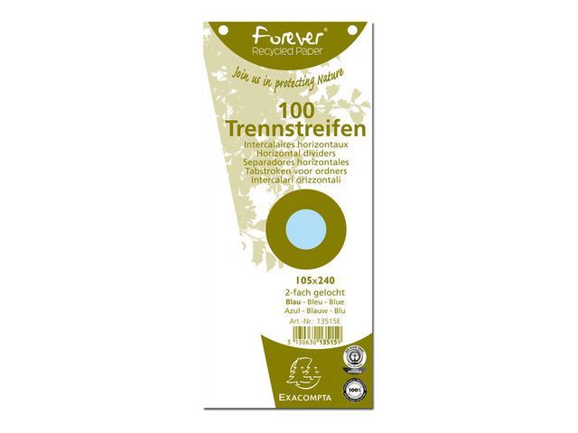 Exacompta Scheidingsstroken trapezium - 180 g/m², gerecycled, met perforatie, blauw