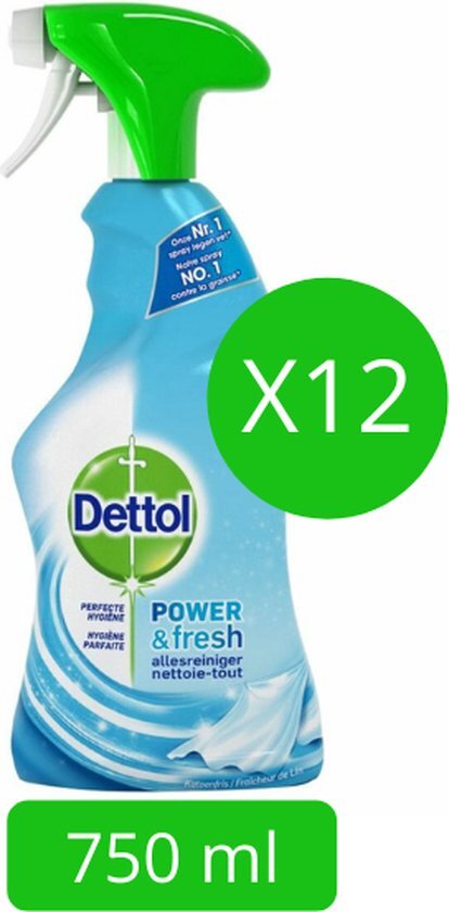 Dettol Power&Fresh Allesreiniger Spray VOORDEELVERPAKKING 12x 750ml. Katoenfris