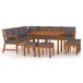 vidaXL Ensemble de jardin 7 pièces avec coussins, acacia massif, gris foncé