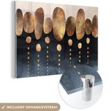 MuchoWow® Peinture sur verre 180x120 cm - Peinture acrylique sur verre - Or - Abstrait - Luxe - Photo sur verre - Peintures