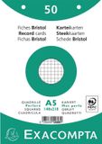 Exacompta 20x Pak 50 steekkaarten in folie - bristol geruit 5x5 geperforeerd - 148x210mm, Wit