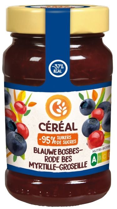 Jam blauwe bosbes & rode bes minder suiker 270 gram