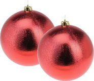 Koopman International Grandes boules de Noël décoratives - 2x - rouge - 18 cm - plastique - relief