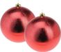 Koopman International Grandes boules de Noël décoratives - 2x - rouge - 18 cm - plastique - relief