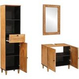 Prolenta Maison Exclusive - Ensemble de meubles de salle de bain, 3 pièces, en bois stratifié, couleur marron