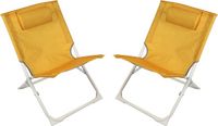Sunnydays Havana camping/strand stoel - 2x - aluminium - inklapbaar - geel - 49 x 62 x 61 cm