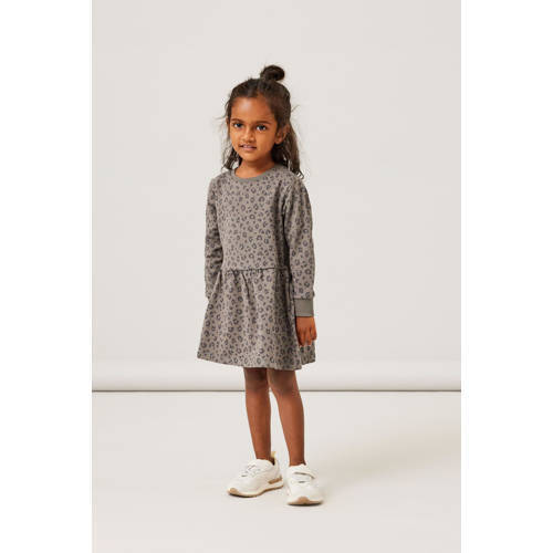 NAME IT NAME IT MINI baby jurk NMFTEKKO met panterprint donkergrijs