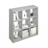 Furinno SIMPLE Kubusopbergorganizer, 9-kubus displayplank, open rug, opbergplanken, extra dik frame, voor organisatie en opslag, woonkamer, thuiskantoor, lichtgrijs