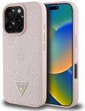 Guess Grained Serie - iPhone 16 Pro Hoesje - MagSafe - Roze - Bloemmotief
