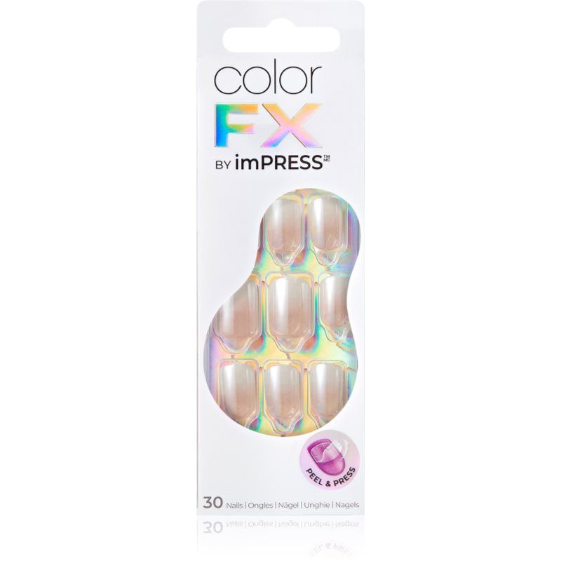 KISS ColorFX van imPRESS Druk op nagels – verbinding, geen lijm nodig, roze-wit, korte broek