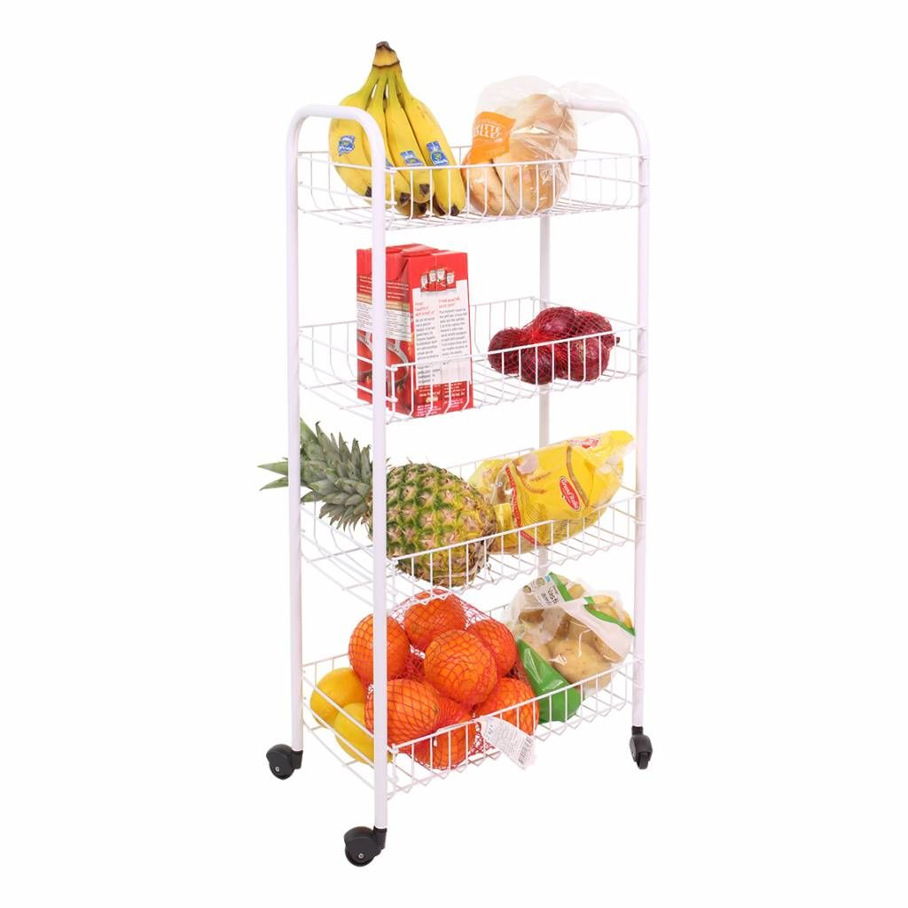 Metaltex Tomado Keukentrolley PISA - 4 manden - staal - 84x23x41 cm