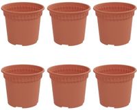 vidaXL Ronde Bloempot 6 stuks Baksteenrood Kunststof Ø 12,5 x 10 cm
