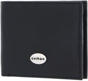 oxmox Leren portemonnee Leather Querscheinbörse Pure Metal Round Black zwart