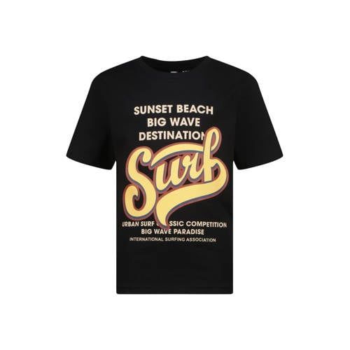 Vingino T-shirt zwart Jongens Katoen Ronde hals Printopdruk - maat 164