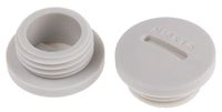 RS PRO Blindschroefverbinding M16 x 1,5 gat Ø 15,7 mm, met schroefdraad, nylon 66, aansluiting Ø 20 mm, grijs, verpakking van 100 stuks