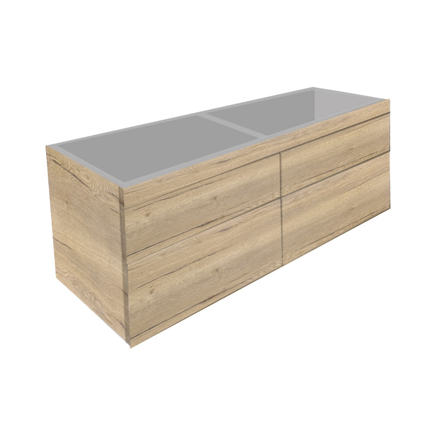 Best Design Badkamermeubel 4 laden greeploos 140 cm eiken zonder wastafel